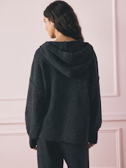 Rockett St George Charcoal Grey Doodles Knitted Hoodie - Image 4 of 12