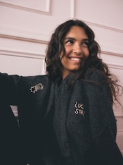 Rockett St George Charcoal Grey Doodles Knitted Hoodie - Image 6 of 12