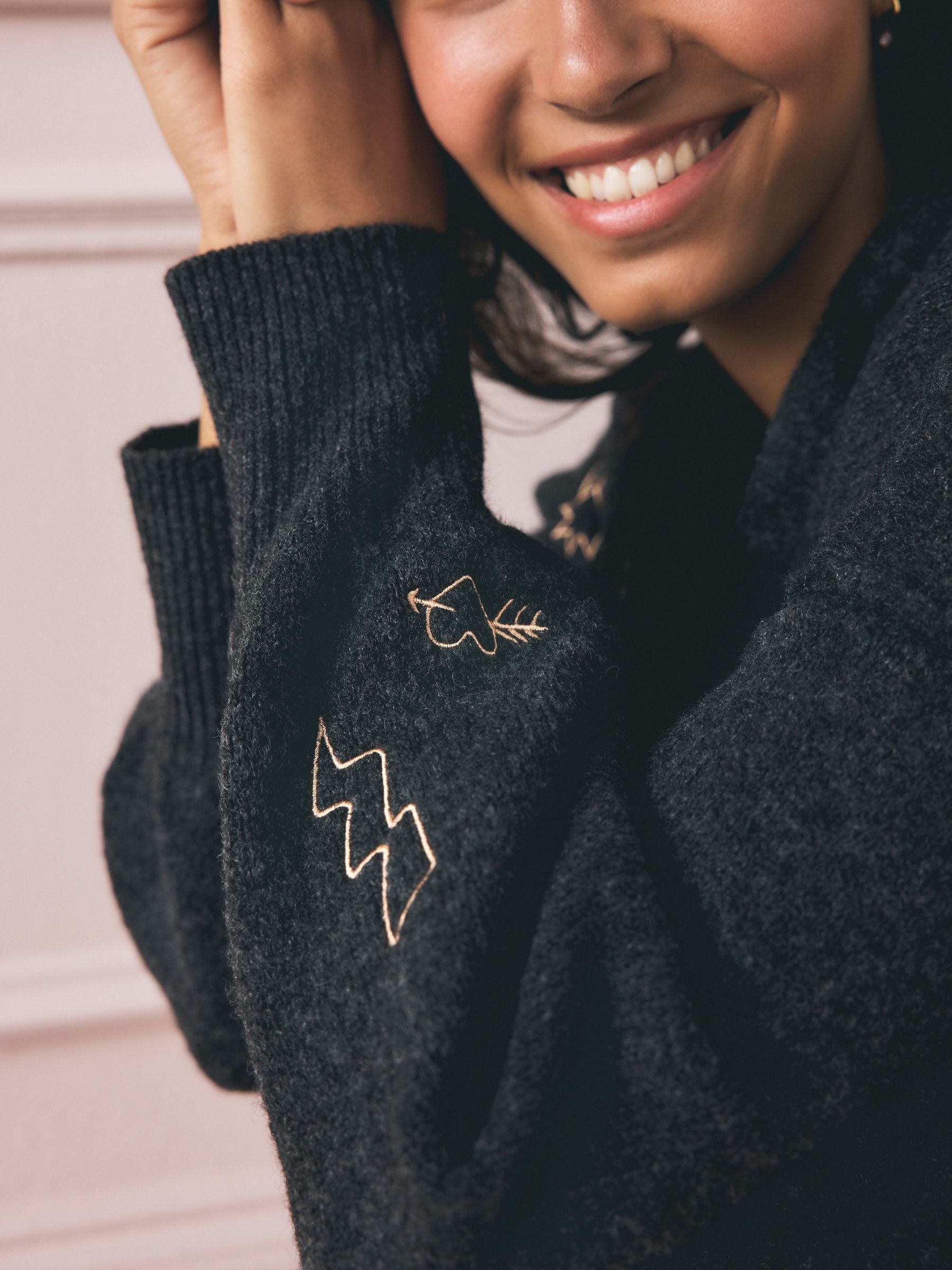 Buy Rockett St George Charcoal Grey Doodles Knitted Hoodie from