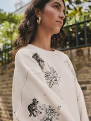 Rockett St George Ecru Tiger Tattoo Sweatshirt - Image 8 of 10