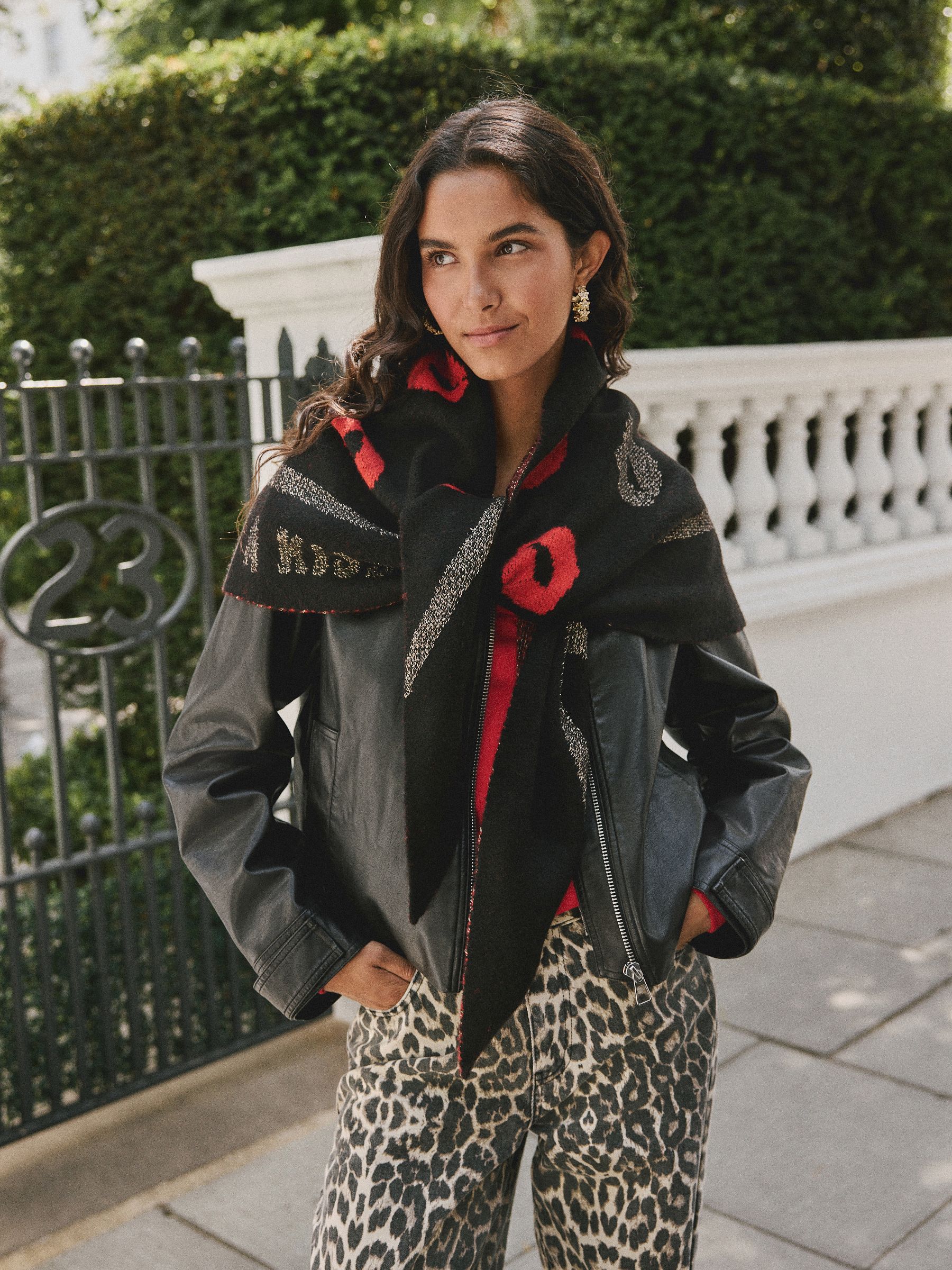 Buy Rockett St George Black/Red Lips Midweight Scarf from Next USA