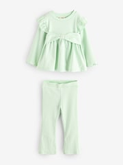 River Island Green Girls Bow Peplum Kickflare Set - Image 1 of 6