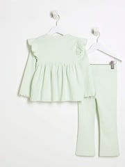River Island Green Girls Bow Peplum Kickflare Set - Image 3 of 6