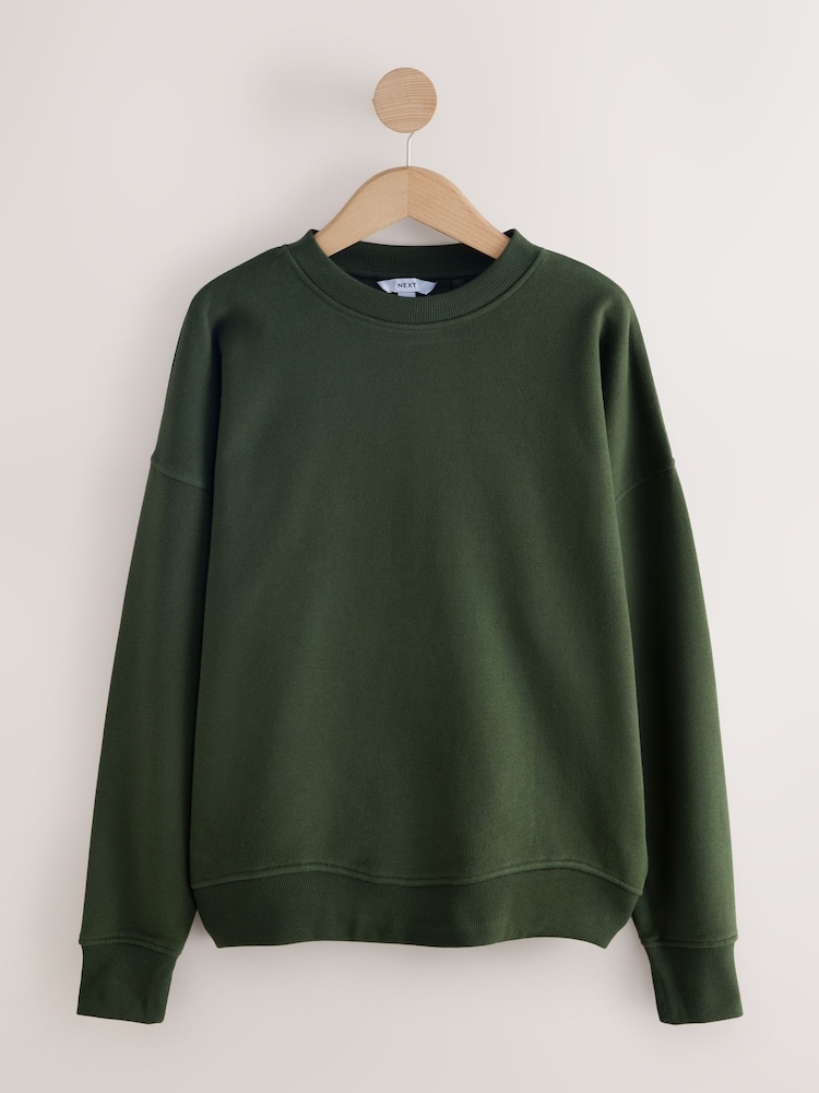 Khaki Green Supersoft Peached Essentials Crew Neck Seam Detail Sweatshirt and Joggers 2 Pack - Image 2 of 5
