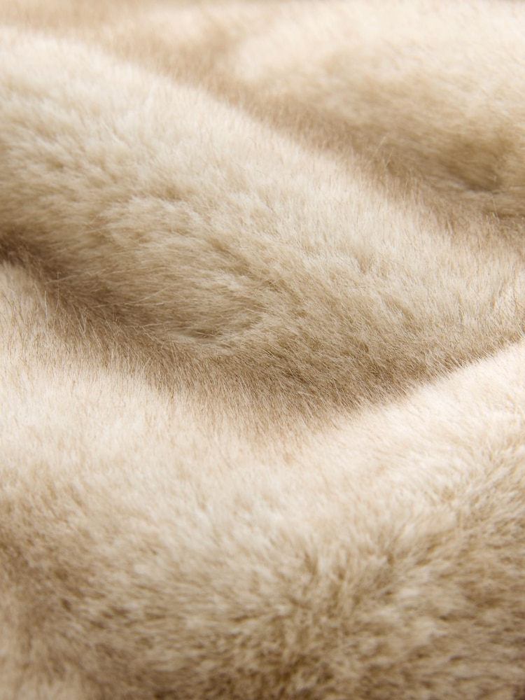 White Hooded Zip Through Faux Fur Jacket - Image 9 of 9