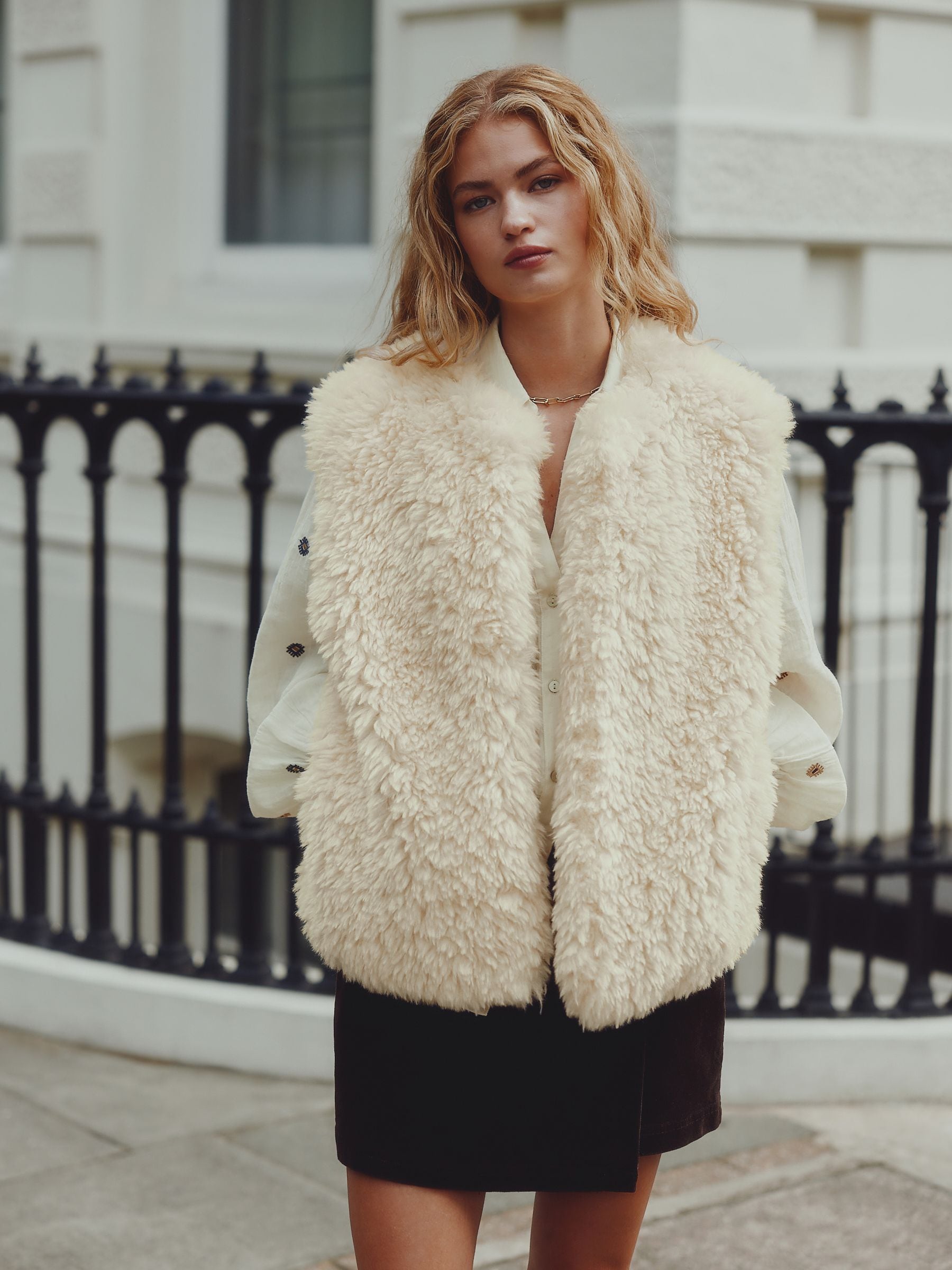 Buy Cream Faux Fur Gilet from Next USA