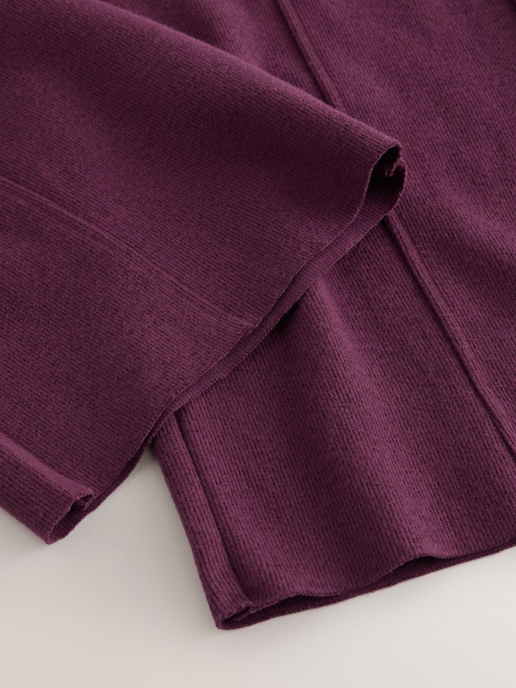 Plum Purple Supersoft Cosy Rib Wide Leg Knitted Trousers - Image 3 of 3 Plum Purple Supersoft Cosy Rib Wide Leg Knitted Trousers - Image 3 of 3