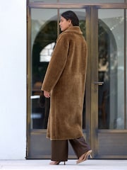 Toffee Faux Fur Maxi Coat - Image 4 of 8