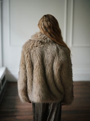 Neutral Faux Fur Jacket - Image 4 of 8