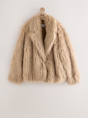 Neutral Faux Fur Jacket - Image 6 of 8