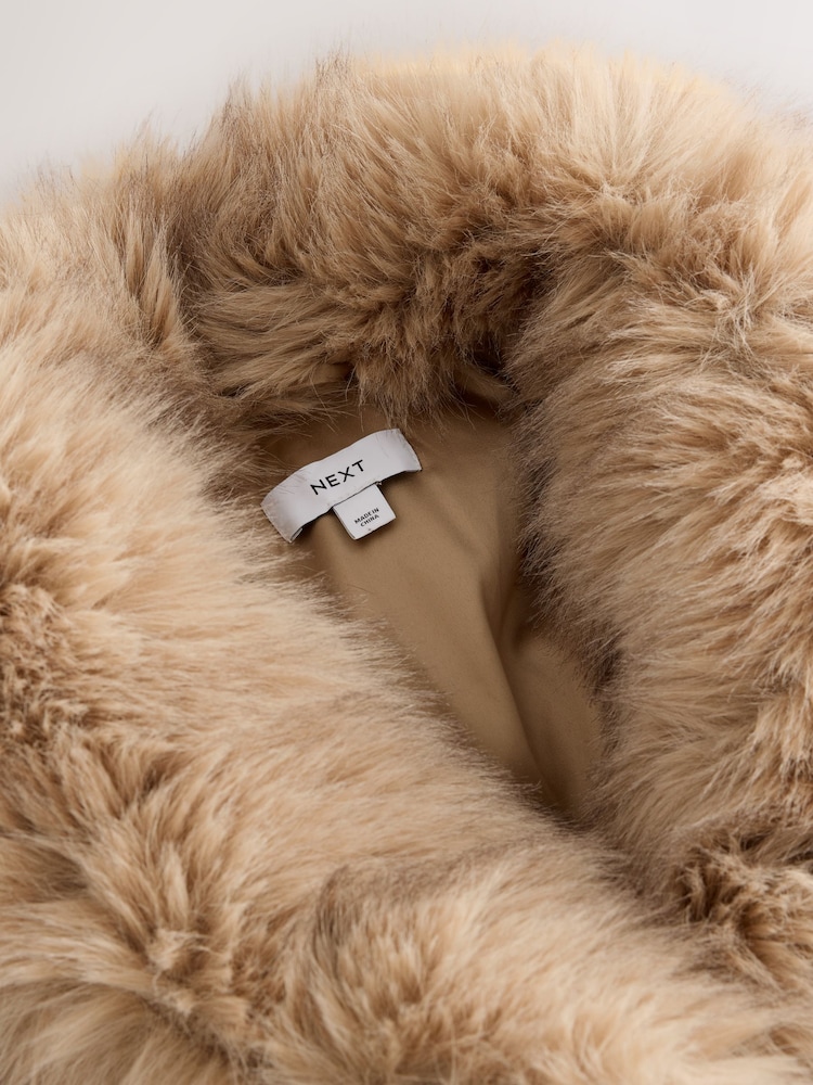 Neutral Faux Fur Jacket - Image 8 of 8