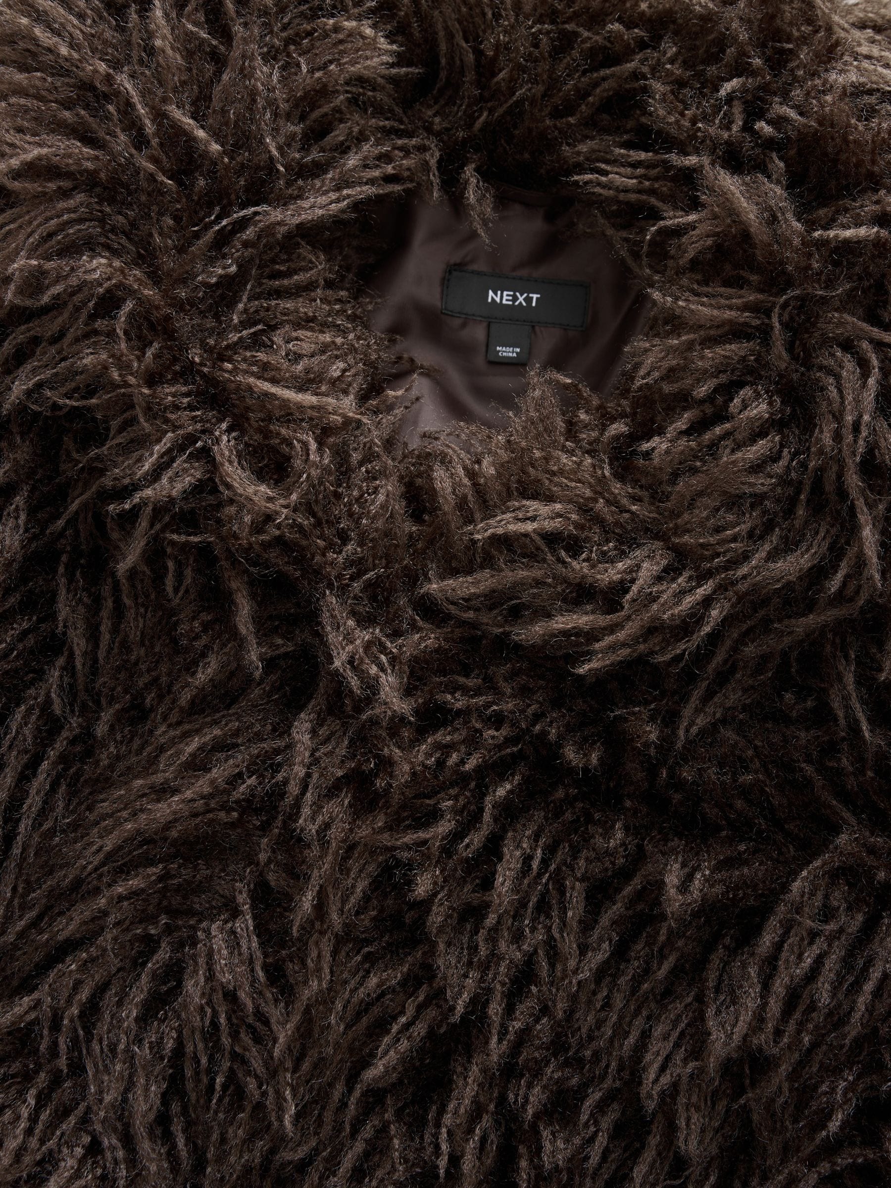 Buy Chocolate Brown Shaggy Faux Fur Coat from Next Bosnia and