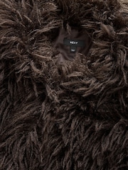 Chocolate Brown Shaggy Faux Fur Coat - Image 7 of 8