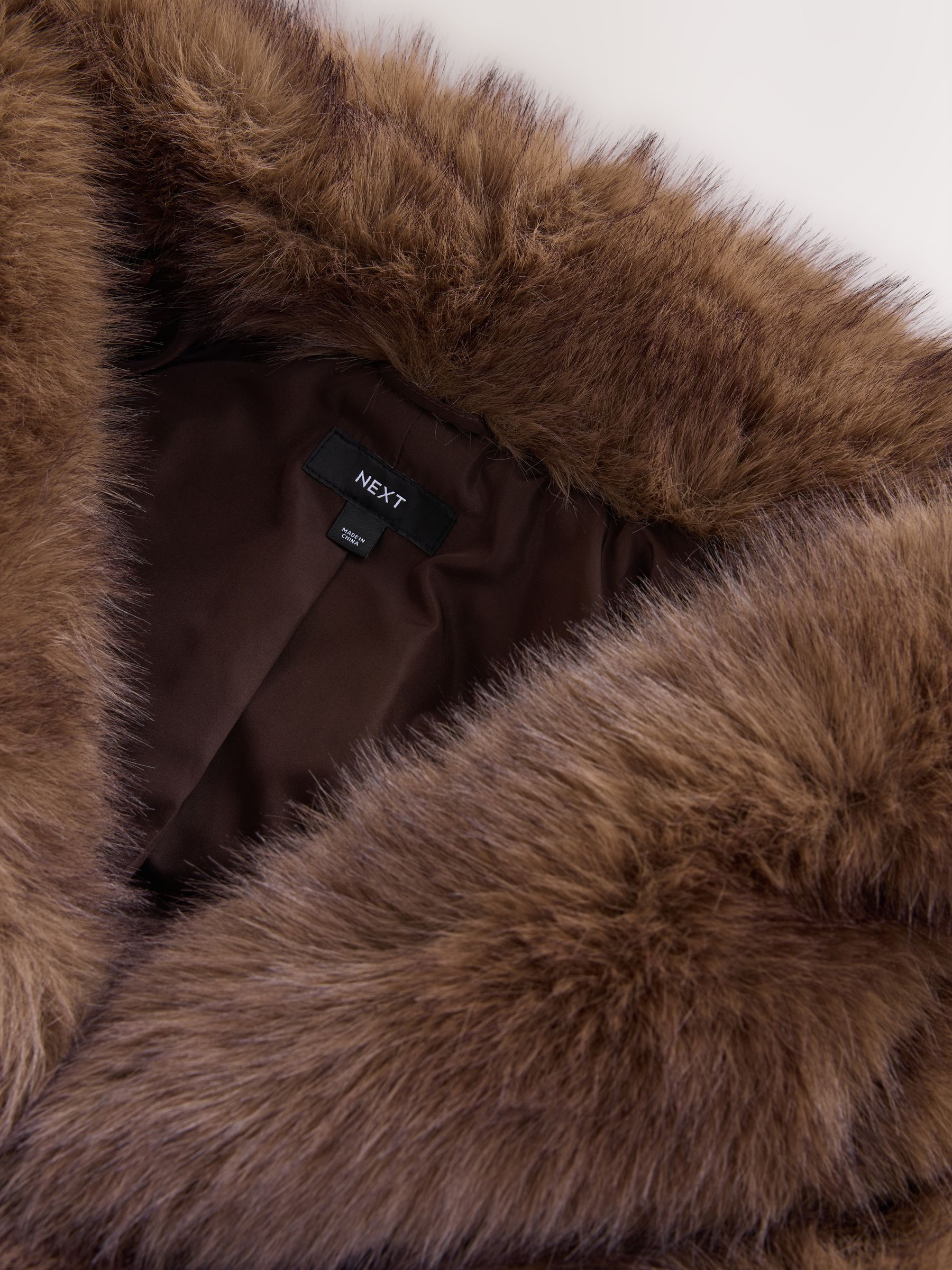 Buy Chocolate Brown Faux Fur Long Coat from Next Luxembourg
