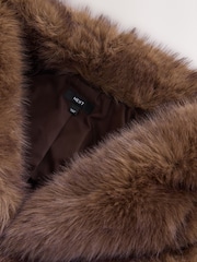Chocolate Brown Faux Fur Long Coat - Image 3 of 3