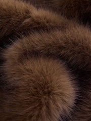 Chocolate Brown Faux Fur Long Coat - Image 6 of 7