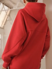 Cherry Red Relaxed Fit Longline Hoodie - Image 5 of 9