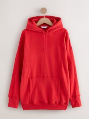 Cherry Red Relaxed Fit Longline Hoodie - Image 6 of 9