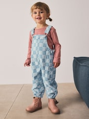 Mid Blue Checked Dungarees (3mths-7yrs) - Image 1 of 8