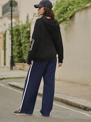 Navy Compact Cosy Wideleg Side stripe Tipped Joggers - Image 2 of 9