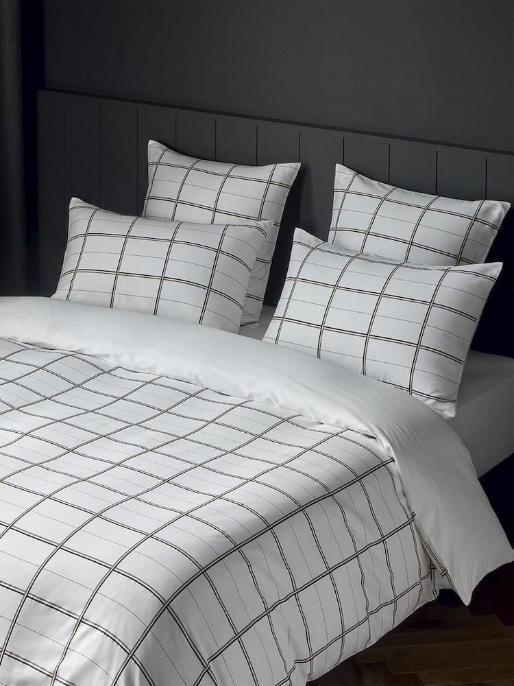 BOSS Home White Check Duvet Cover - Image 1 of 5