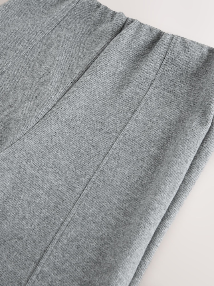 Charcoal Grey Supersoft Cosy Rib Wide Leg Knitted Trousers - Image 8 of 8 Charcoal Grey Supersoft Cosy Rib Wide Leg Knitted Trousers - Image 8 of 8
