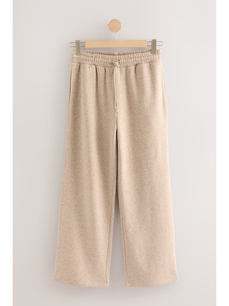 Neutral Neppy Textured Essential Wide Leg Jersey Joggers - Image 1 of 11