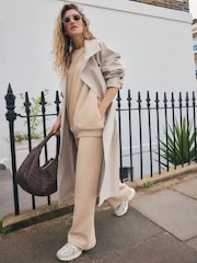 Neutral Neppy Textured Essential Wide Leg Jersey Joggers - Image 6 of 11