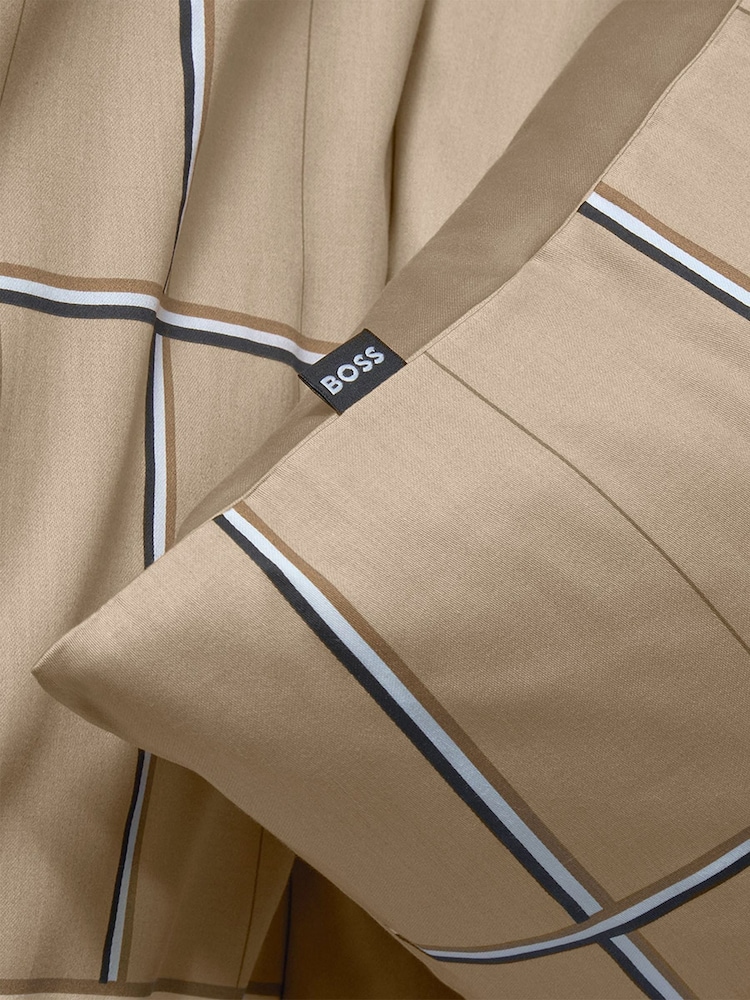BOSS Home Beige Check Standard Pillowcase - Image 5 of 5 BOSS Home Beige Check Standard Pillowcase - Image 5 of 5