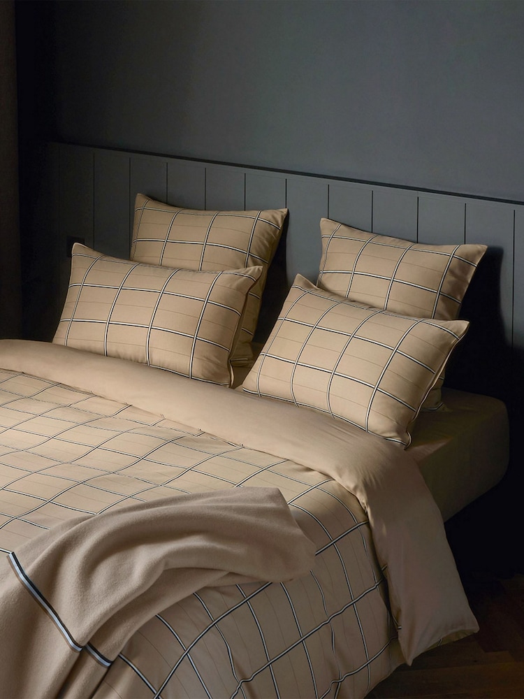BOSS Home Beige Check Duvet Cover - Image 1 of 5