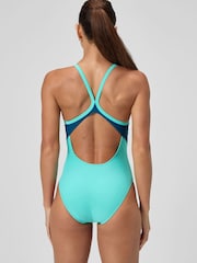 Speedo Blue Womens Solid Racerback Swimsuit - Image 2 of 5