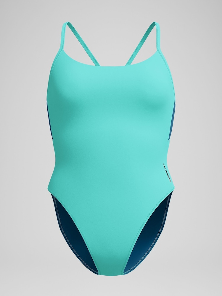 Speedo Blue Womens Solid Racerback Swimsuit - Image 5 of 5
