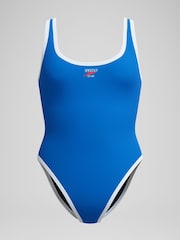 Speedo Blue Womens Solid Scoop Bound Swimsuit - Image 6 of 6