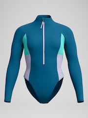 Speedo Green Womens Colourblock Long Sleeve Zip Swimsuit - Image 6 of 6