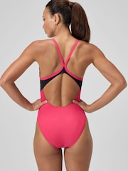 Speedo Pink Womens Solid Racerback Swimsuit - Image 2 of 6
