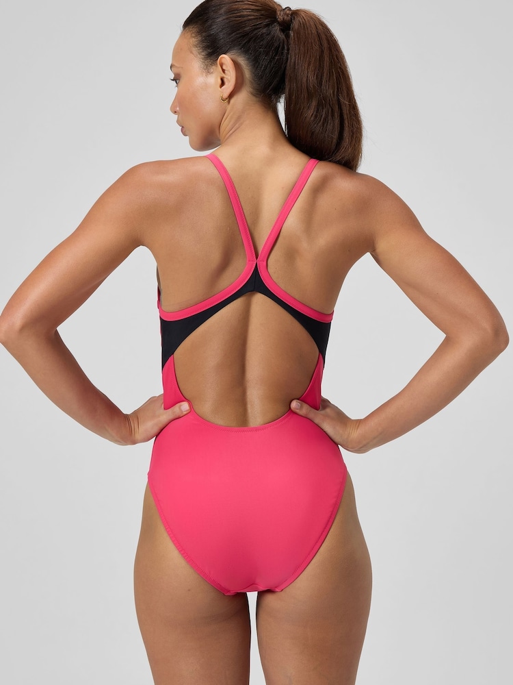 Speedo Pink Womens Solid Racerback Swimsuit - Image 2 of 6
