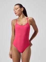 Speedo Pink Womens Solid Racerback Swimsuit - Image 4 of 6