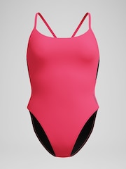 Speedo Pink Womens Solid Racerback Swimsuit - Image 6 of 6