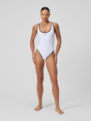 Speedo White Womens Solid Scoop Bound Swimsuit - Image 2 of 6