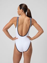 Speedo White Womens Solid Scoop Bound Swimsuit - Image 3 of 6