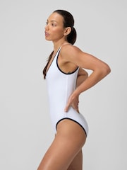 Speedo White Womens Solid Scoop Bound Swimsuit - Image 4 of 6