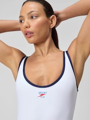 Speedo White Womens Solid Scoop Bound Swimsuit - Image 5 of 6