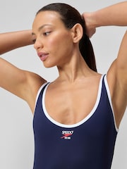 Speedo Blue Womens Solid Scoop Bound Swimsuit - Image 5 of 6