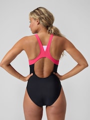 Speedo Pink Womens Colourblock Zip Swimsuit - Image 2 of 6