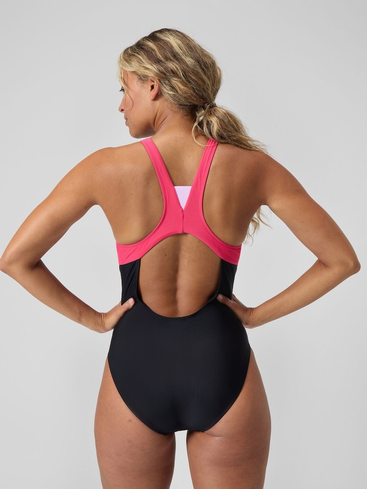 Speedo Pink Womens Colourblock Zip Swimsuit - Image 2 of 6