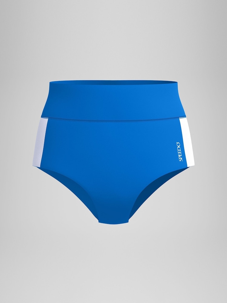 Speedo Blue Womens Colourblock Banded Boyleg Bikini Bottoms - Image 6 of 6
