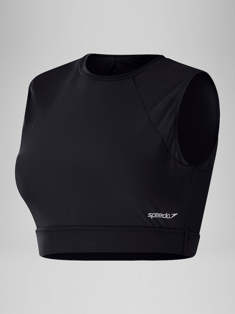 Speedo Black Womens Solid Bikini Top with Mesh - Image 6 of 6