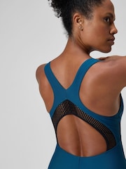 Speedo Green Womens Solid Scoop Neck Mesh Swimsuit - Image 4 of 6