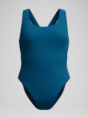 Speedo Green Womens Solid Scoop Neck Mesh Swimsuit - Image 6 of 6