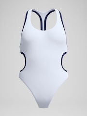 Speedo White Womens Solid Bound Cut Out Swimsuit - Image 6 of 6